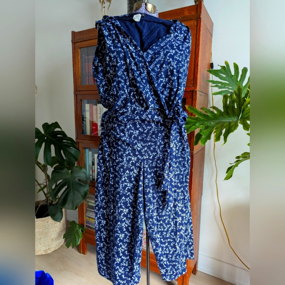 Floral Wrap Jumpsuit - Blue